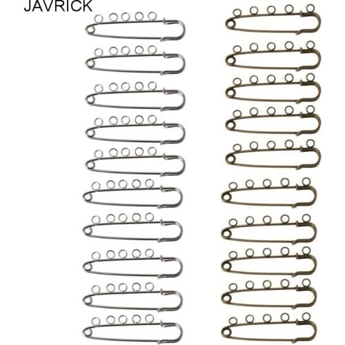 10 Pcs Silver Bronze DIY Brooches 5 Holes Safety Pins Brooches Jewelry Findings