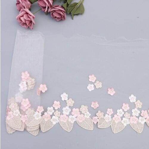 20Yards Embroidered Lace Trim Mesh Floral Fabric for Bra Lingerie Costume Wedding Dress Clothes Sewing Material