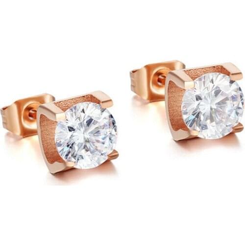 2021 New Fashion Zircon Titanium Steel Earrings Crystal from Swarovskis 2 Colors Fit Women and female For Party