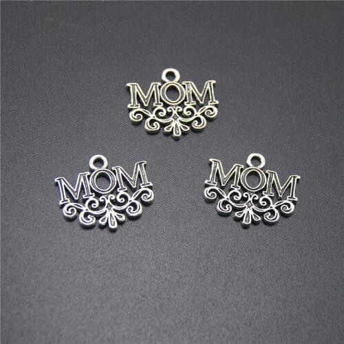 30pcs Silver Color Letters Mom Charms For Jewelry Making DIY Mothers Day Gifts A2190