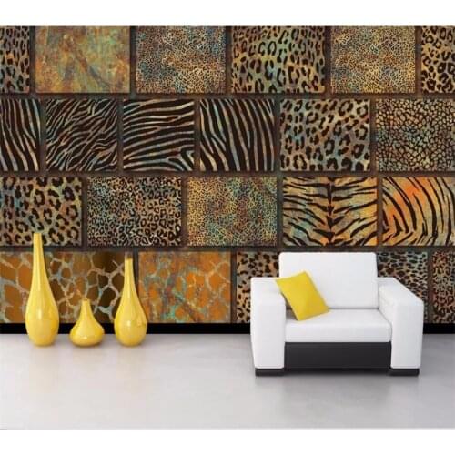 Custom large Size 3D murals retro animal fur leopard texture restaurant bar background Self Adhesive wallpaper Papel de parede