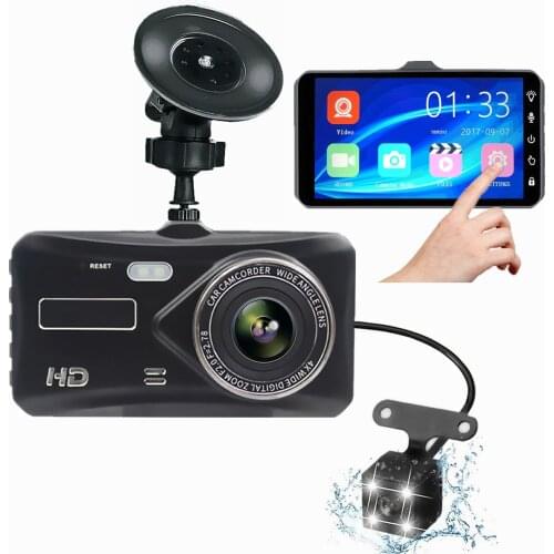 Car Video Recorder Dash Cam Dual Lens HD 1080P Auto Digital 4'' IPS Touch Screen DVR Camera G-Sensor WDR Car DVRS Dashcam Camera