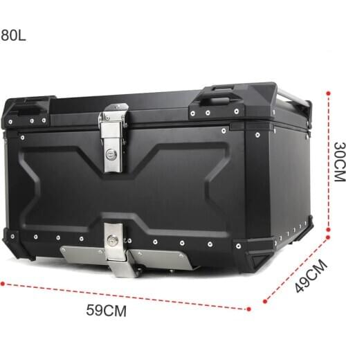 100L 80L 65L 55L Motorcycle Rear Top Luggage Box Helmet Case Tail Storage Trunk Aluminum Key Lock Toolbox Universal Waterproof