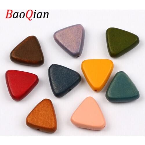 10pcs 16mm Multicolor Natural Wood Beads Wooden Triangle Loose Spacing Beads Jewelry Making Diy Bracelet Necklace Accessories
