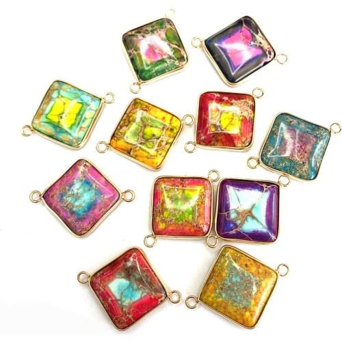 Boutique Charm Natural Emperor Jewelry Jade Double Hole Connector Fashion Color Diamond Pendant DIY Handmade Jewelry Accessories