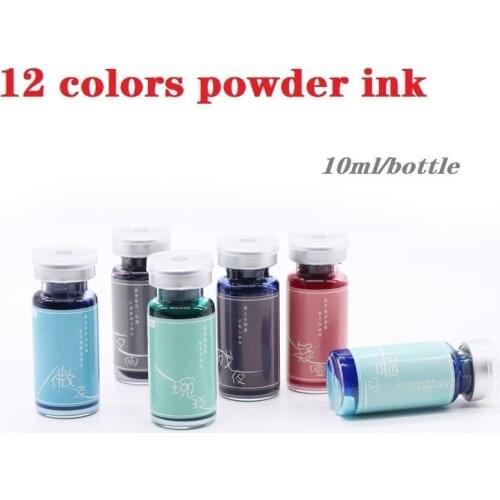 12 Colors Ink with Gold/silver Powder , fountain pen ink, dip pen ink,10ml/bottle