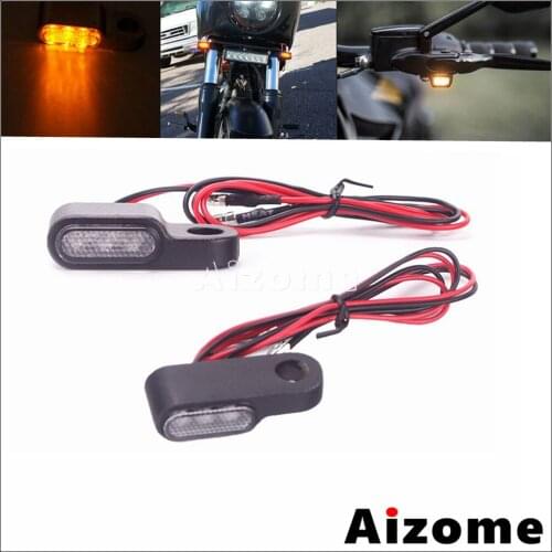 Black 8mm LED Mini Turn Signal Amber Indicator Light Blinker Lamps for Harley Honda Suzuki Cruiser Street Sport Bikes Cafe Racer