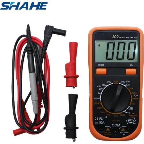SHAHE Mini AC Digital Multimeter LCD backlight 2000 Counst AC/DC Voltmeter transistor tester Manual range VC202