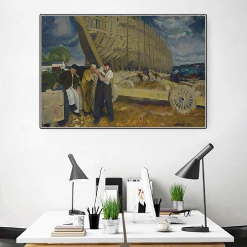Citon George Bellows《Builders of Ships》Canvas Art Oil Print Painting Artwork Poster Picture Modern Wall Decor Home Decoration