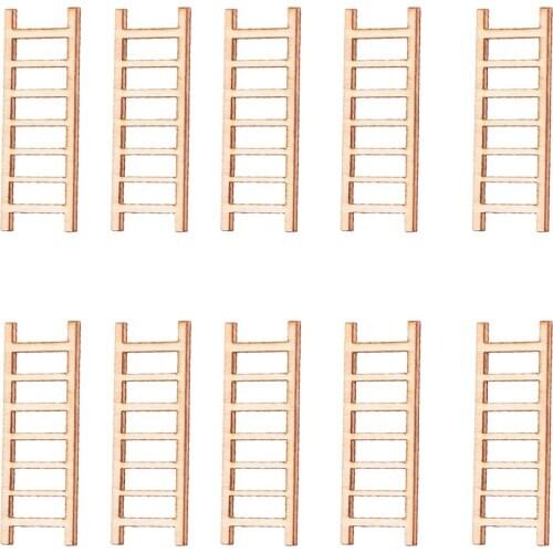 Wood Fairy Garden Figurine Crafts Micro Landscape Decor DIY Ladder Gift Set of 10 Landscaping Decorations Garden Supplies