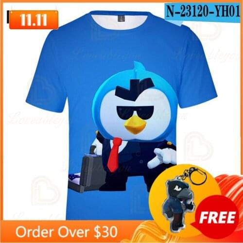Sandy Crow Leon Childrens Wear Kids T-shirt Browlers Game 3d Tshirt Teen Clothes Shirt Boys Girls Short Tops