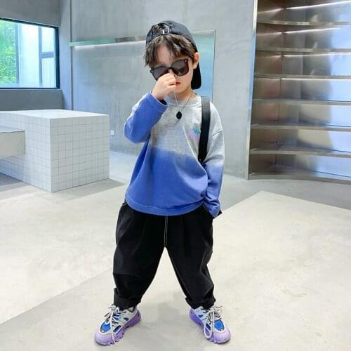 Children Autumn Fashion Tie Dye Pullover Shirt Kids Casual Sport Cartoon Tops Boys Contrast Color Sweatshirt 5 6 7 8 9 10 11 12y