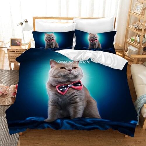 Home Textile Pet Cat Animal Series Pattern Lovely Duvet Bed Cover Pillowcase Bedding Set Adult Children Bedroom Decoration