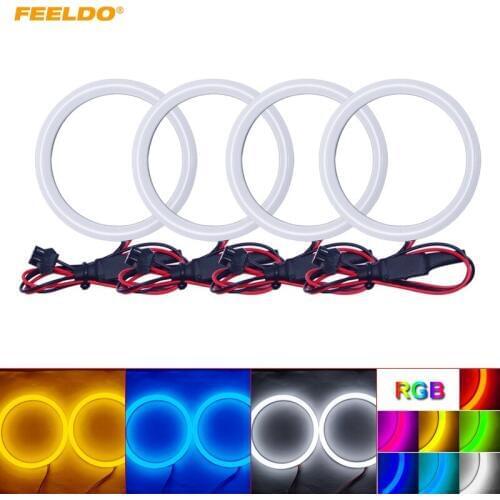 FEELDO 4X80mm Car Xenon Cotton Angel Eyes Halo Ring Light DRL For FIAT Grande Punto Headlight #HQ1091