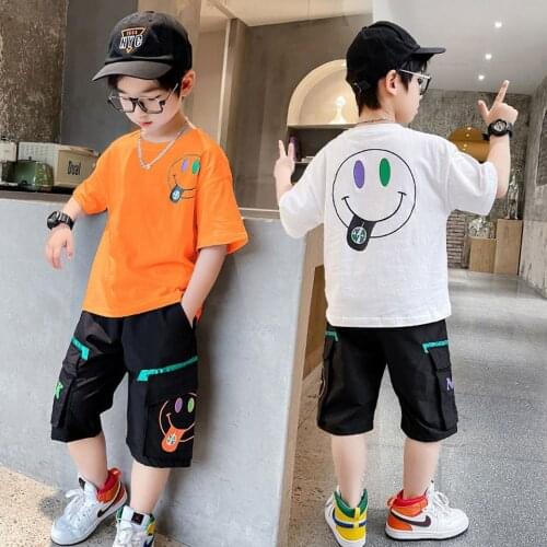 Cartoon Short Sleeve t-Shirt+Shorts 2Pcs Boys Outfits For 4 5 6 7 8 9 10 11 12 14 Yrs Kids Clothing Set Casual Sports Boys Suit