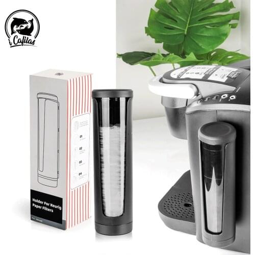 Icafilas Coffee 50pcs Paper Cup Storage Coffee Paper Filter Box for K-cup Rusable Bracket