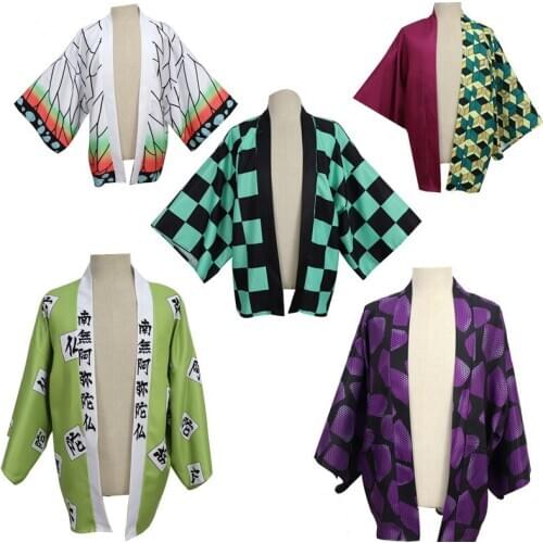 Demon Slayer Kimetsu no Yaiba Agatsuma Zenitsu Kamado Tanjirou Tomioka Giyuu Himejima Kyoumei Cloak Haori Kimono Yukata Cosplay