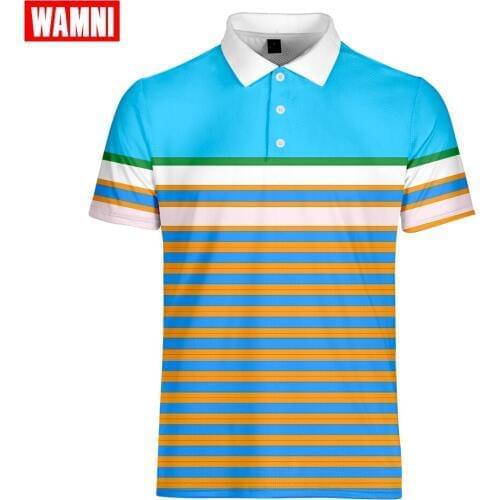 WAMNI 3D Tennis Polo Shirt Casual Sport Line Striped Quick Drying Turn-down Collar Male Badminton Streetwear Polo-shirt