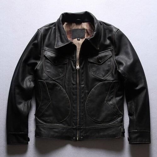 2021 New Spring and Autumn Genuine Leather Jacket Mens Factory Direct Supply Retro Distressed First Layer Cowhide Leather Coat
