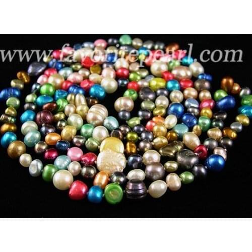 New Perfect Favorite Pearl Necklace 48 inches 4-9mm Rainbow Color Natural Baroque Freshwater Pearl Handmade Long Necklace