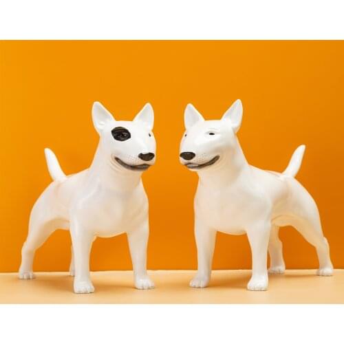 Solid Realistic Bull Terrier Statue Entrance Color Painted Creative Room Cabinet Office Decorations Resin Crafts Art Home Decor