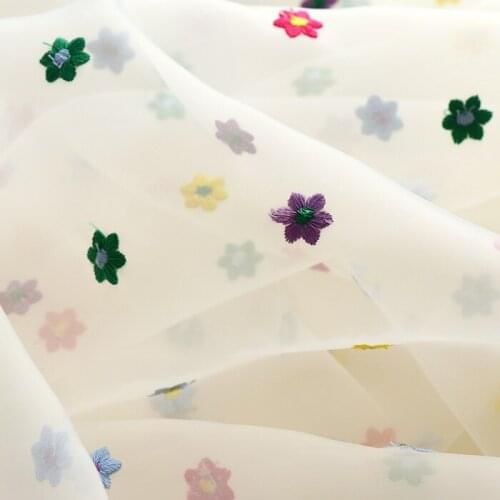 One meter High quality New Organza Colorful floret embroidery fabric custom dress cheongsam patchwork