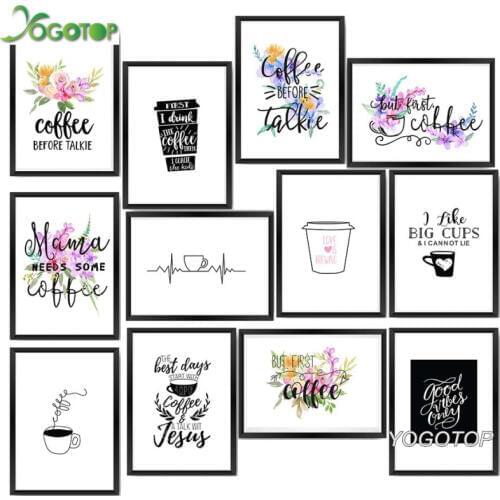 Full Mosaic DIY diamond painting Drink Coffee Before Coffee Wall Art Wall Picture 5D diamond embroidery cross stitch kits YY1866