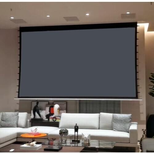 Pro In-ceiling 100'' 16:9 ALR/CLR motorized tab tensioned projector screen For Short Throw/ middle throw/long throw Projector