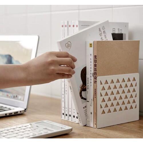 Simple Series White&Black 2pcs/pair Metal Book Holder Bookends Desktop Organizer Book Shelf Office School Stationery