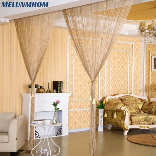 String Curtain For Living Room Door Curtains Yarn Silver Thread Filament Curtains Window Treatments Home 13Colors 1m*2m/3m*2.8m