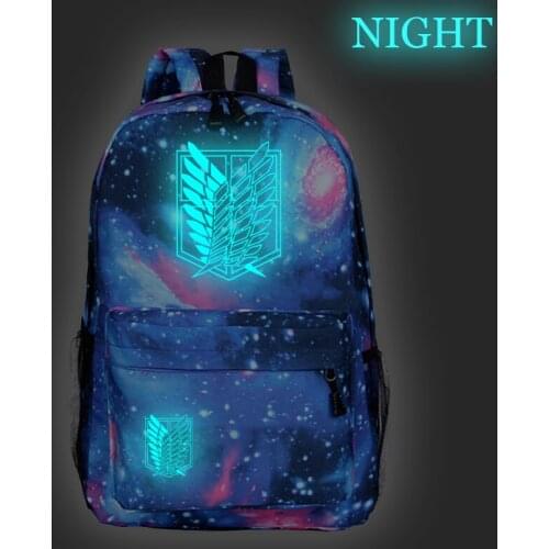 Men Women Boys Girls Attack on Titan Luminous School Bags Beautiful New Pattern Backpack Fashion Rucksack for Men Women