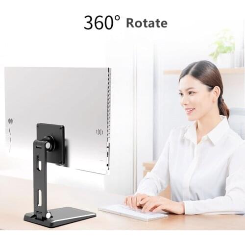 Universal Monitor Holder For 10 - 27 Inch Display Adjustable Aluminum Bracket 360 Rotate Stand 75x75mm VESA Hole Mount Support