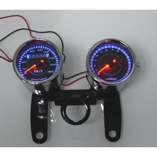 Universal Motorcycle Speedometer Odometer Gauge 0~180km/h 13000 RPM LED Backlight Tachometer Set