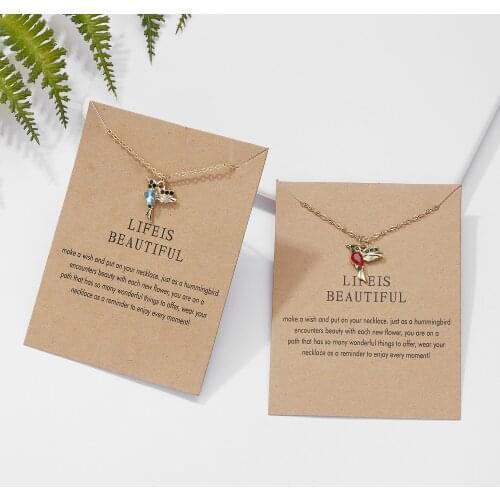 Bohemia Fashion CZ Crystal Animal Hummingbird Pendant Simple Gold Color Clavicle Chain Swallow Birds Necklace Lady Party Jewelry