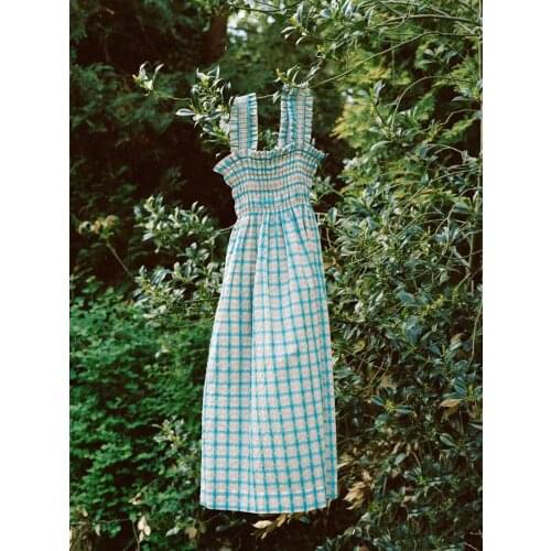 Women Dress 2021 Autumn New Product Pleated Square Neck Suspender Dress Women