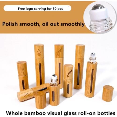 10ml Bamboo ball bottle, Visual,Roller- bottle, Oil bottle, Essence, Hair lotion, Perfume, Essential oil, Deodorant Containers