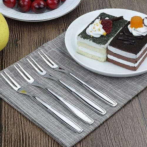 10pcs Fruit Fork 304 Stainless Steel Fruit Fork Moon Cake Fork Tableware Fruit Vegetable Tools Fruit Cake Kitchen Accessories