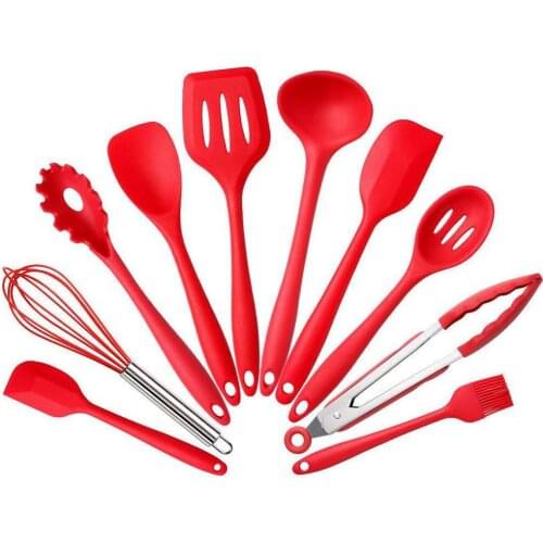 10pcs/set Silicone Kitchenware Non-stick Cookware Cooking Tool Spatula Ladle Egg Beaters Shovel Spoon Soup Kitchen Utensils Set