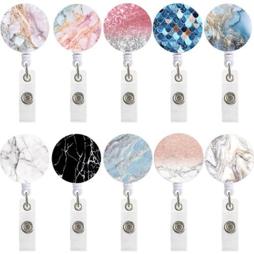 10Pcs Retractable Badge Holder Nurse Badge Reels with Alligator Clip Decorative ID Name Badge Reel for Office Worker
