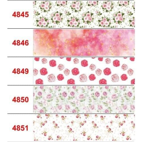 16mm-75mm Retro Flower Series Printed Grosgrain/Foe Ribbon Spring Flora Pink Rose DIY Hair Bowknots 50yards/roll