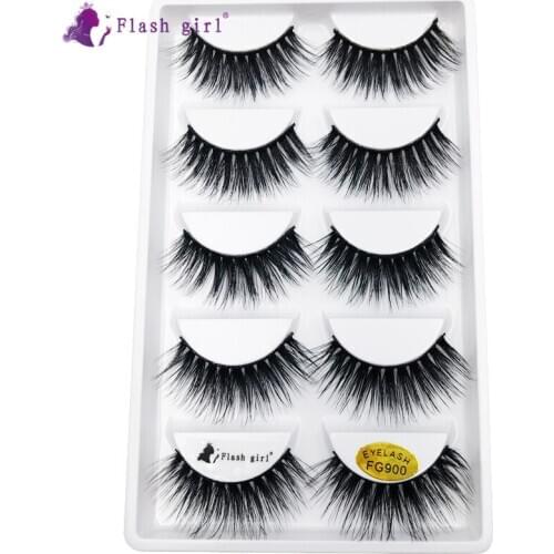 5 Pairs 3D Mink Hair False Eyelashes FG900 Natural Long Fake Eye Lashes High Volume Reusable Eyelash Extension Makeup