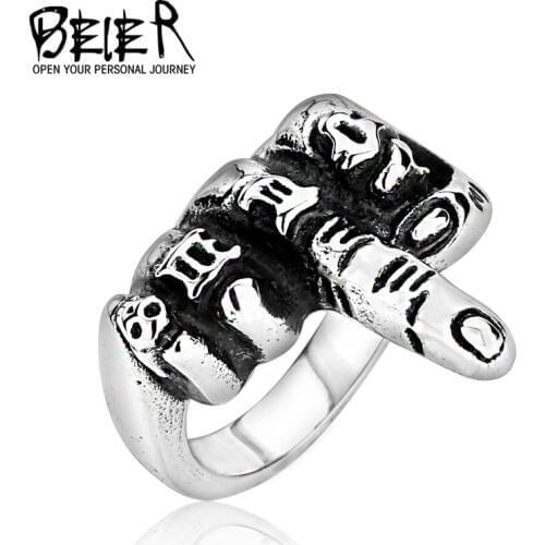 BEIER Fashion Stainless Steel Ring 2018 men fist product punk personality New jewelry Wholesale Factory Price BR8-229