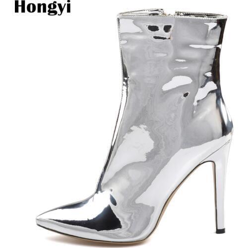Hongyi Fashion Ankle Elastic Sock Boots Thin High Heels Stretch Women Autumn Sexy Booties Pointed Toe Women Pump Size 43