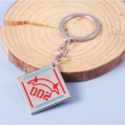 Anime DARLING in the FRANXX 02 Zero Two Keychains Code 002 Red Devil Horn Pendant Keychain for Women Men Jewelry Cosplay Props