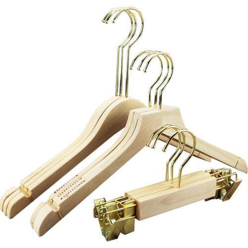 Sainwin 10pcs/lot Log-Colored Lacquerless Solid Wood Hangers/Wooden Clothing Clip For Childrens Household Trousers