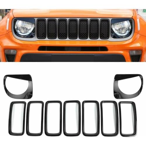 For Jeep Renegade 2019+ Front Grille Inserts Headlight Angry Eyes Trim Cover