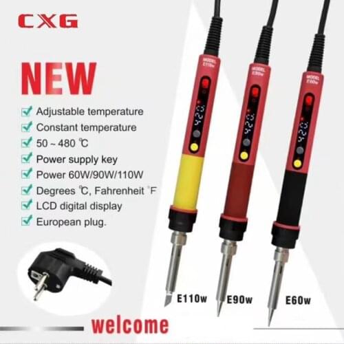 CXG E90W Electric Soldering Iron EU Digital LCD Adjustable NC thermostat Electric Soldering Iron Handle Kit Set Welding Repair