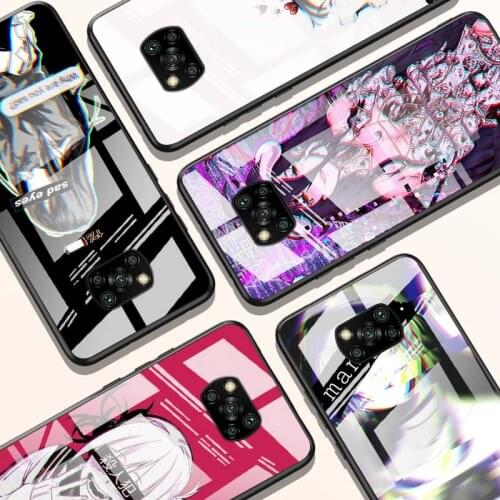 Sad Anime Aesthetic Senpai for Xiaomi POCO X3 NFC F3 M2 X2 F2 Redmi K30 Redmi Note 9 Pro Luxury Tempered Glass Phone Case Cover