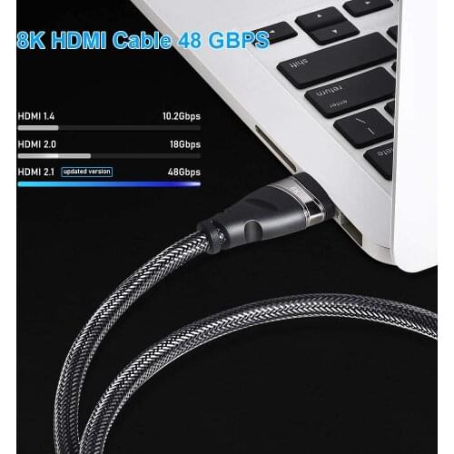 HDR Video 8K HDMI 2.1-compatible Braided Cable 8K 60Hz 4K 120hz Speeding 48Gbps Support 3D HDCP 2.3 DTS For PS5 Netflix TV box