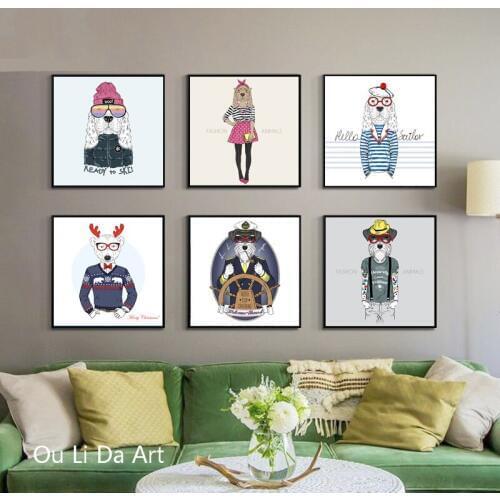 No frame modern cartoon animal Mrs rabbit canvas printings oil painting printed on canvas home wall art decoration pictures